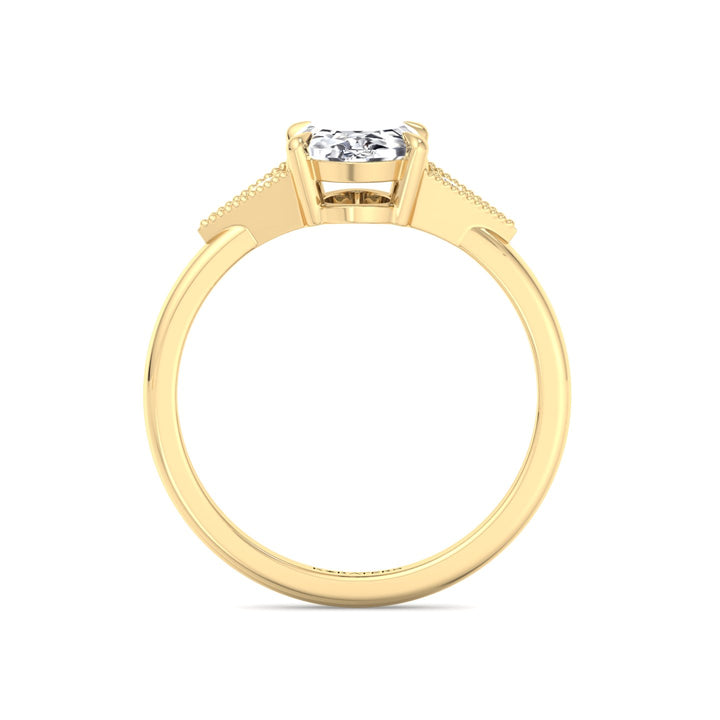 Vintage Style Oval Shape Rose-Cut Lab Grown Diamond Engagement Ring Yellow Gold