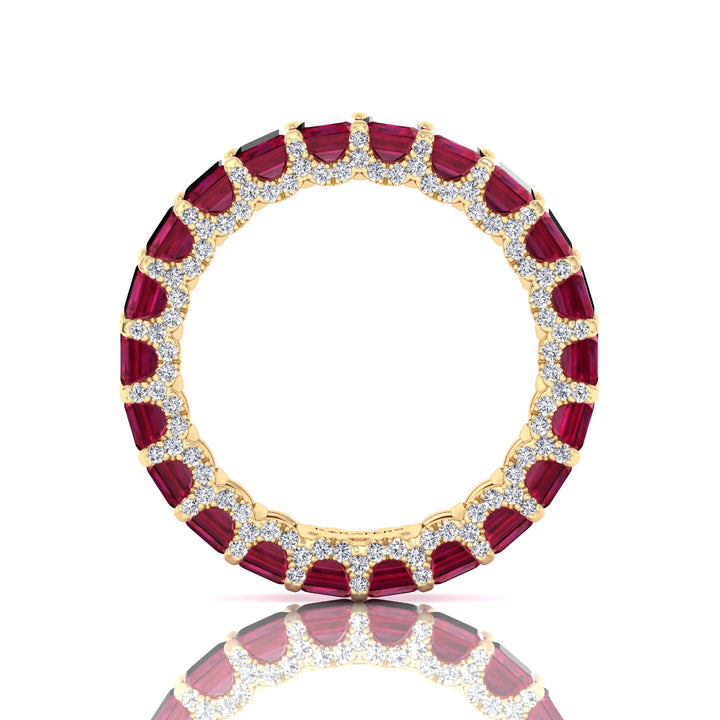 Emerald Cut Lab Grown Ruby Eternity Band - 14K- 18K -Yellow Gold