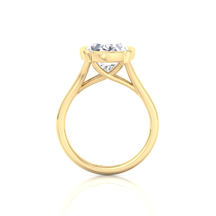 Oval Shape Lab-Grown Diamond Split Band Engagement Ring YG 4