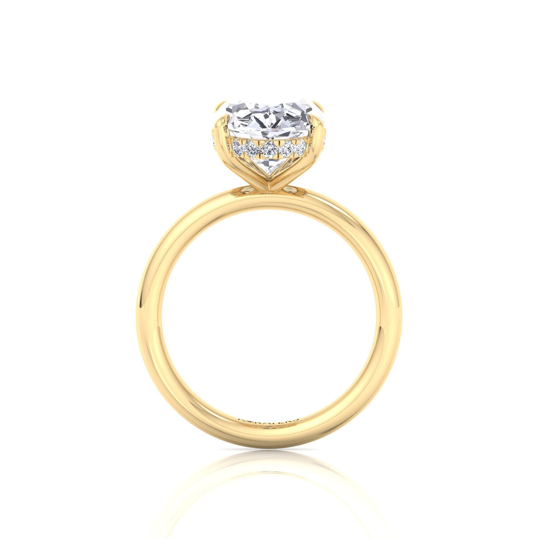 Moval Lab Grown Diamond Engagement Ring with Hidden Halo Yellow Gold