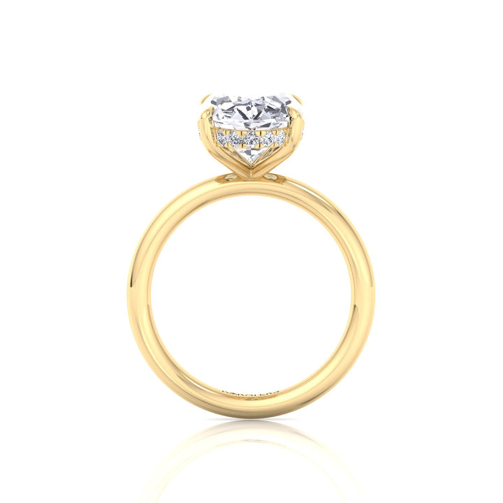 Moval Lab Grown Diamond Engagement Ring with Hidden Halo Yellow Gold