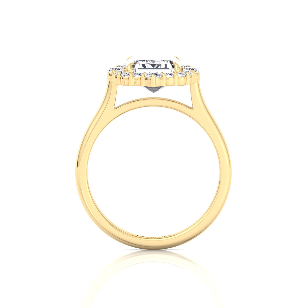 Cathedral Style Emerald Cut Lab Grown Diamond Ring YG 4