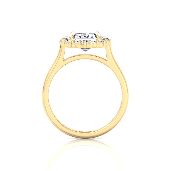 Cathedral Style Emerald Cut Lab Grown Diamond Ring YG 4