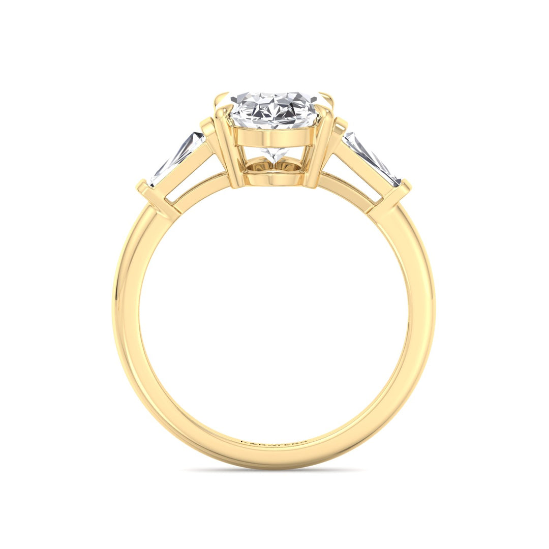 Moval Lab-Grown Diamond Engagement Ring with Tapered Baguette Sidestones Yellow Gold 