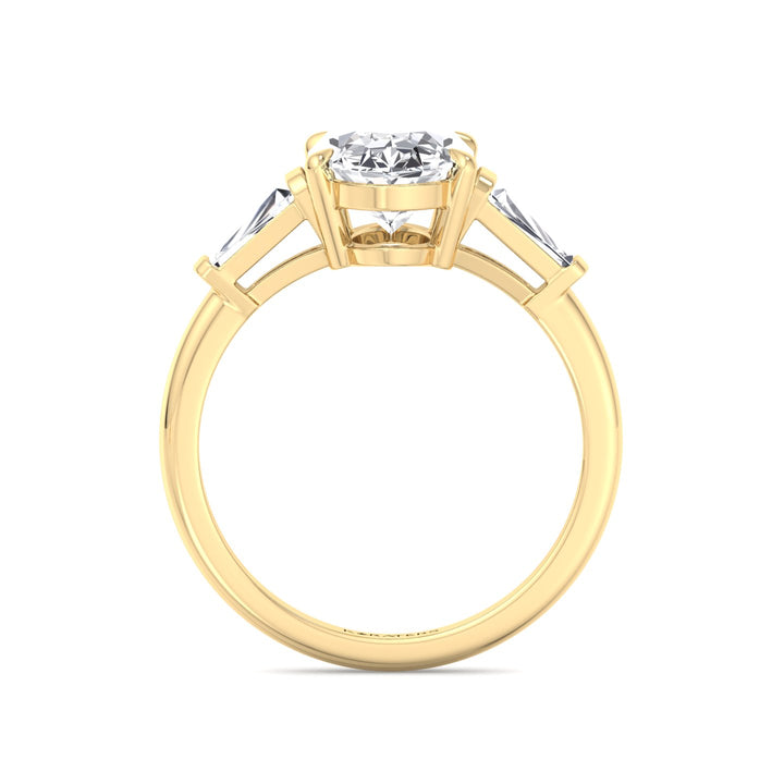 Moval Lab-Grown Diamond Engagement Ring with Tapered Baguette Sidestones Yellow Gold 