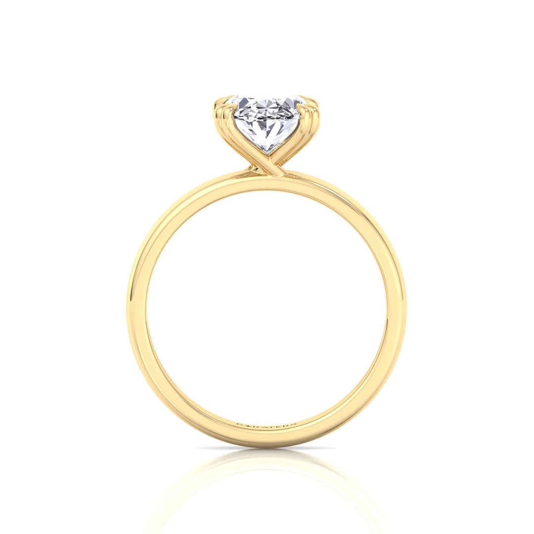 YG Oval Shape Double Claw Prong Lab Grown Diamond Ring4