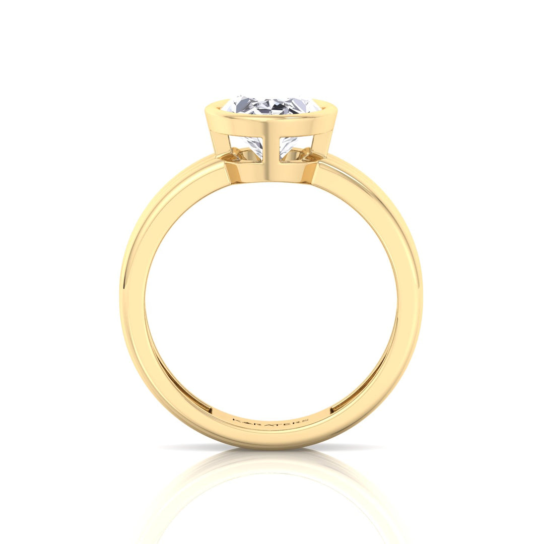Triple Band Oval Shape Lab-Grown Diamond Engagement Ring Yellow Gold