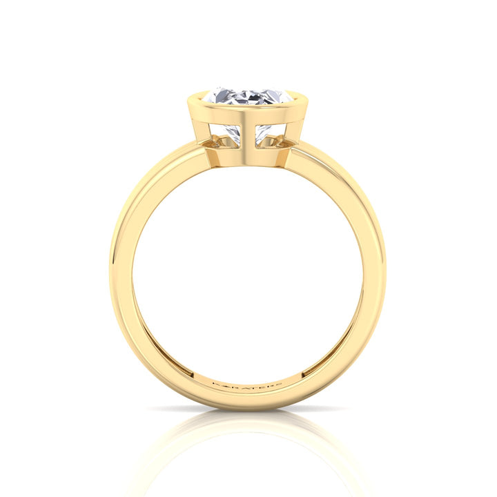 Triple Band Oval Shape Lab-Grown Diamond Engagement Ring Yellow Gold