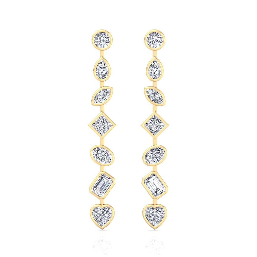 Multi Stone Bezel Tennis Earrings Lab Grown Diamond YG 4