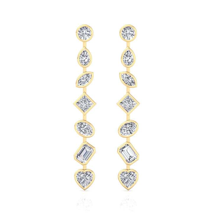 Multi Stone Bezel Tennis Earrings Lab Grown Diamond YG 4