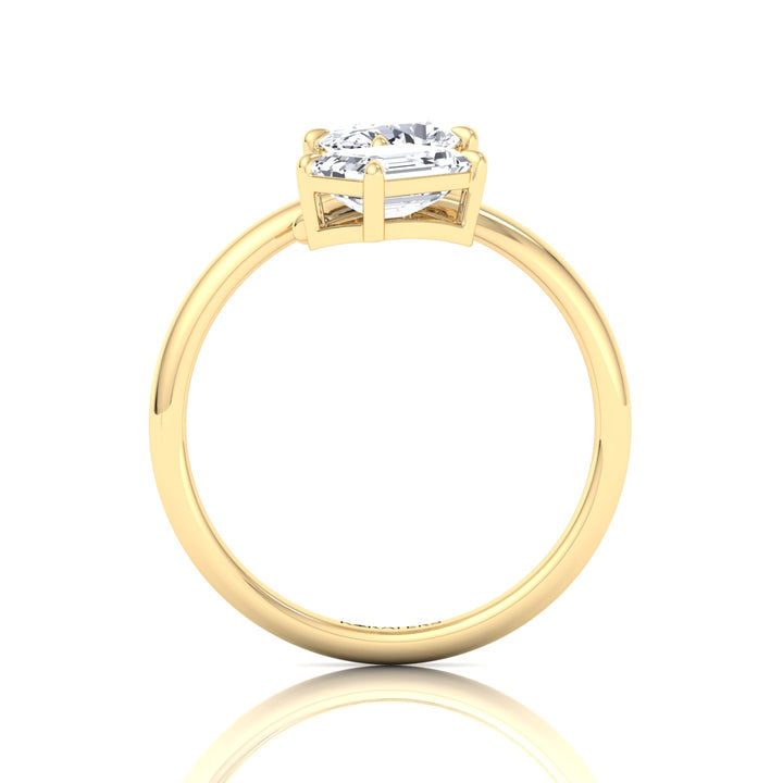 Oval & Emerald Shape Lab Grown Diamond Open Engagement Ring-Yellow Gold-1CT-10CT