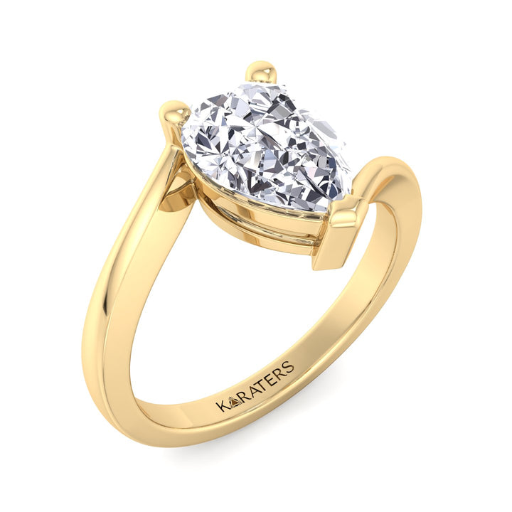 Pear Shaped Cut Lab Grown Diamond Solitaire Engagement Ring