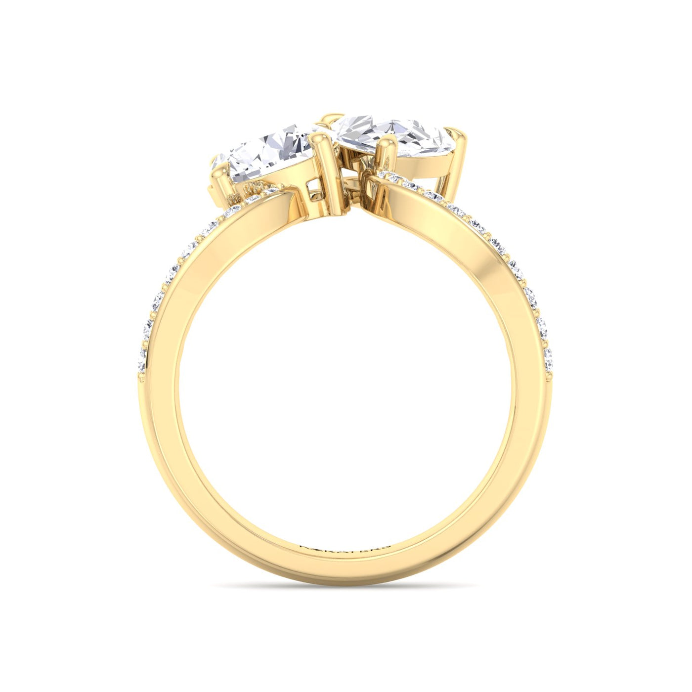 Regina - Toi et Moi Round and Pear Lab Grown Diamond Bypass Engagement Ring with Pave Band