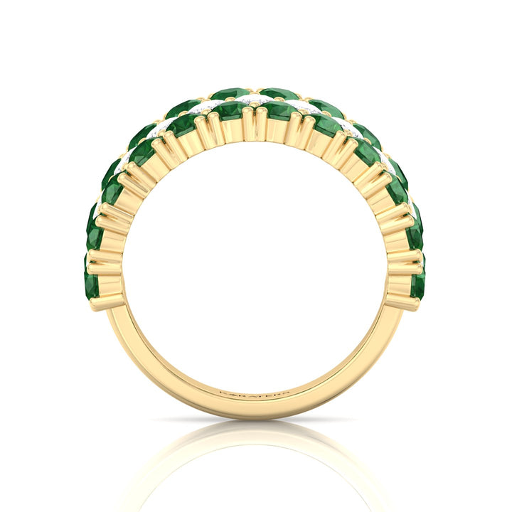 Pear Shape Green Emerald and Marquise Lab-Grown Diamond Cocktail Ring  YG 4