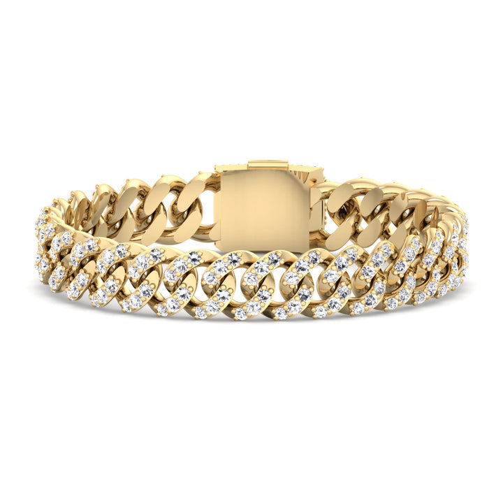 Lab Grown Diamond Cuban Link Bracelet 18K Solid Gold