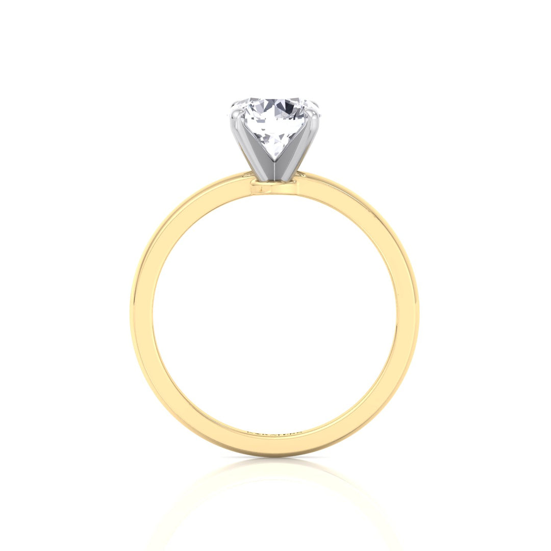 Two Tone Round Shape Solitaire Lab-Grown Diamond Engagement Ring Yellow Gold 