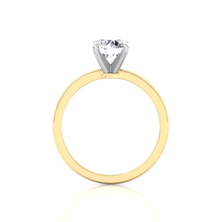 Two Tone Round Shape Solitaire Lab-Grown Diamond Engagement Ring Yellow Gold 