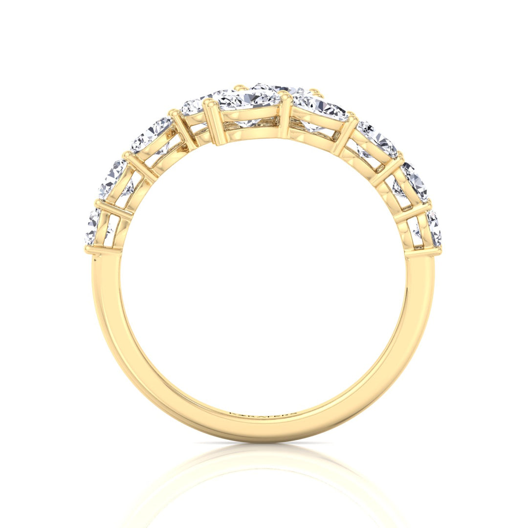 Graduated Oval Shape Lab Grown Diamond Wrap Ring Yellow Gold