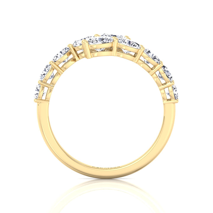 Graduated Oval Shape Lab Grown Diamond Wrap Ring Yellow Gold