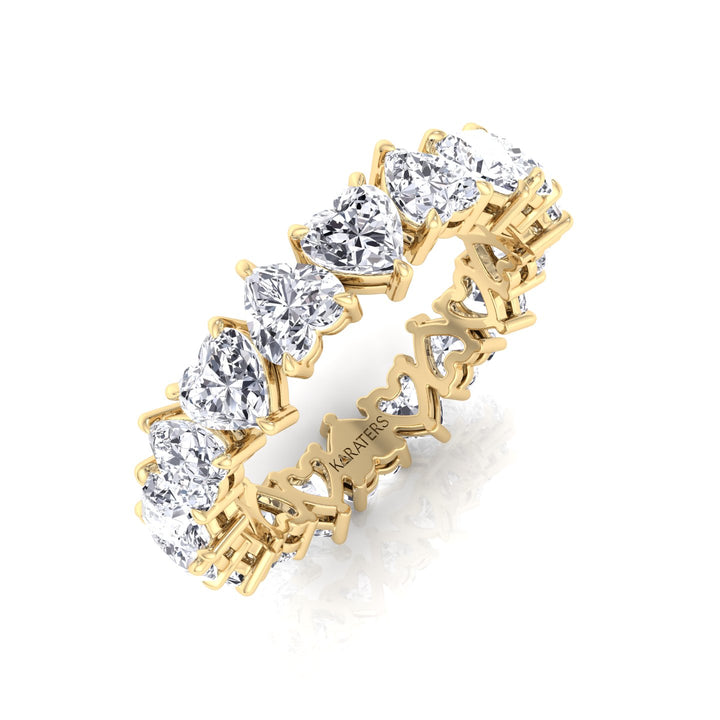 Heart Shape Lab Grown Diamond Eternity Band-14K-18K-Yellow Gold