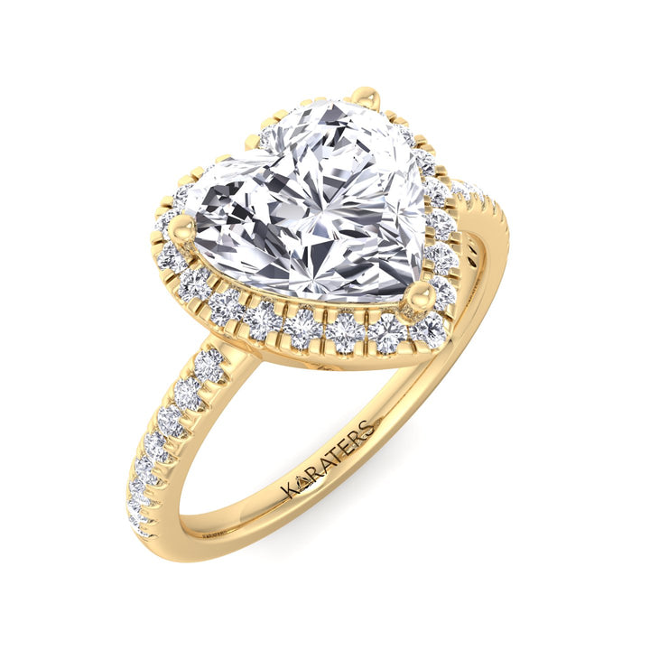 Heart Shaped Cut Lab Grown Diamond Engagement Ring with Halo & SideStones