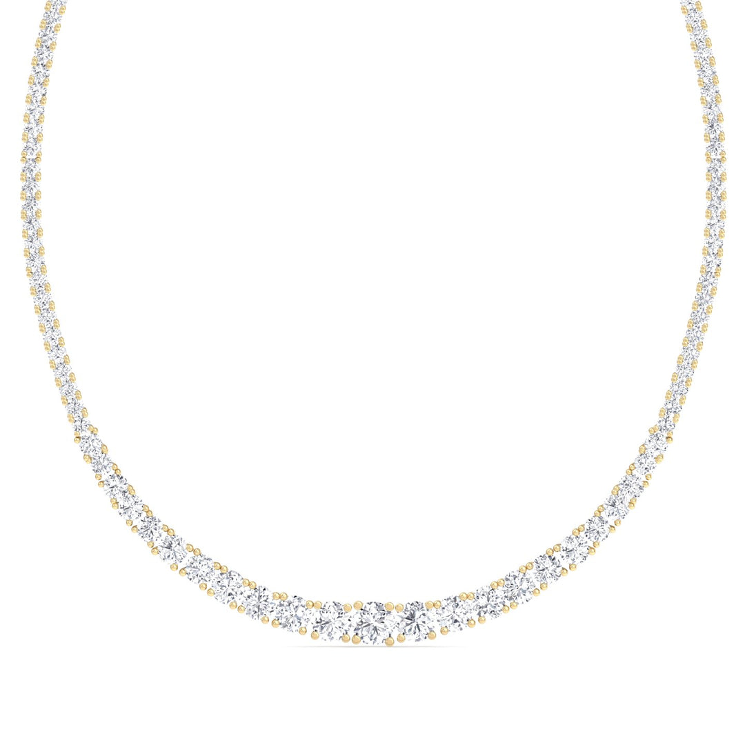 4 Prong Graduated Lab Grown Diamond Tennis Necklace 14K Solid Gold