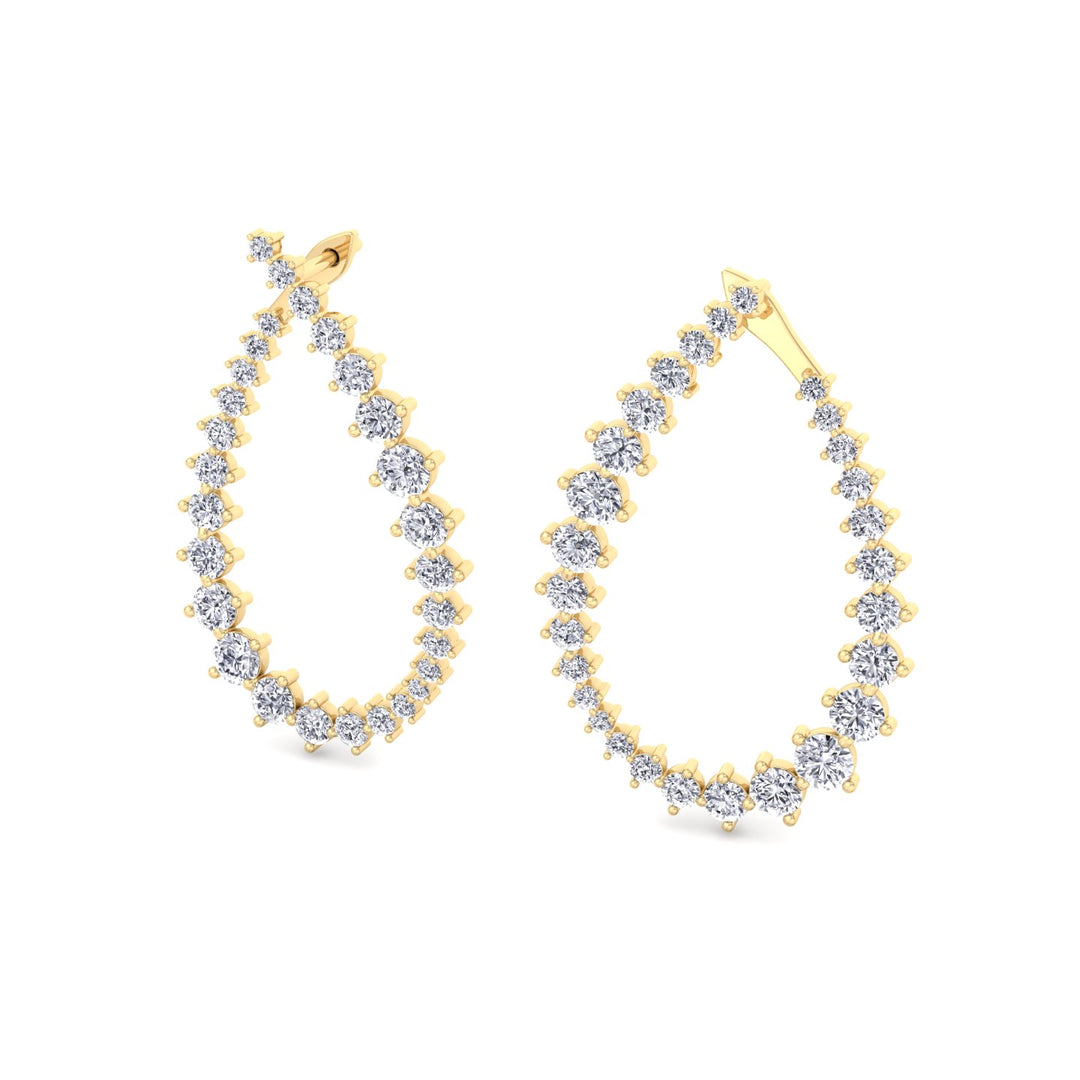 Round Teardrop Shape Lab-Grown Diamond Earrings YG 2