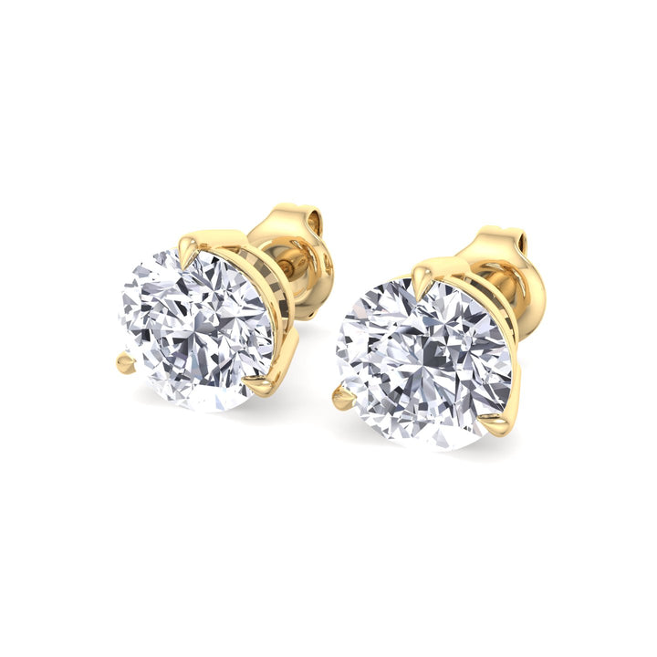 3 Prong Round Cut  Lab-Grown Diamond Studs YG 1