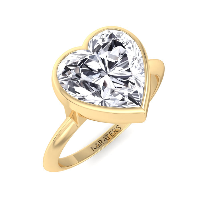 Heart Shaped Cut Bezel Set Solitaire Lab Grown Diamond Engagement Ring