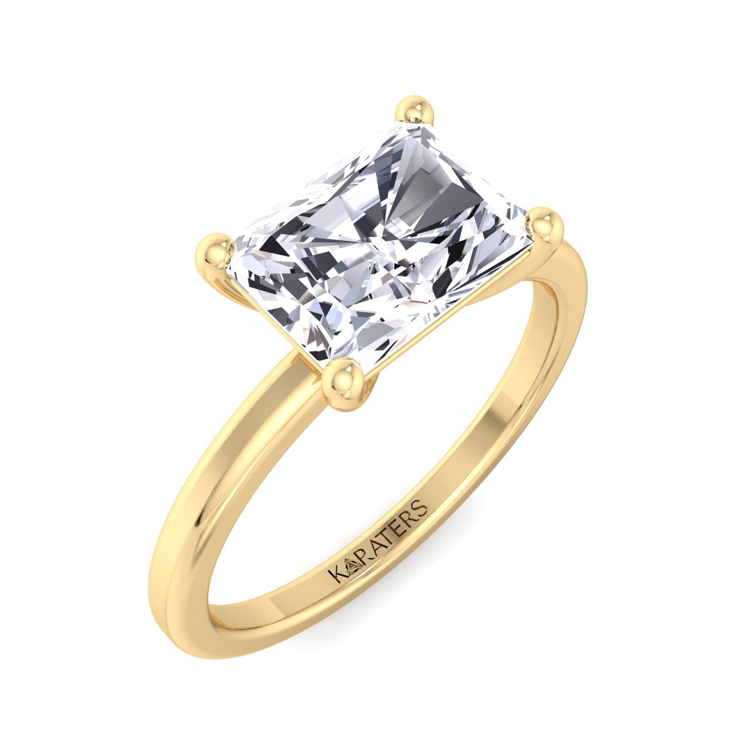 Radiant Cut Solitaire Lab Grown Diamond Engagement Ring East West