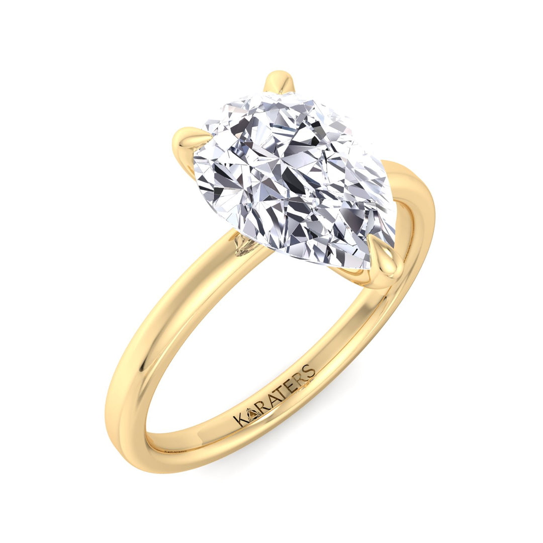 Pear Shape Lab Grown Diamond Engagement Ring with Sidestones