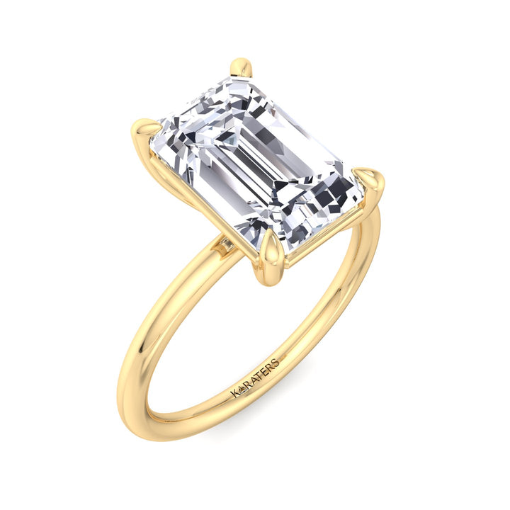 Emerald Cut Lab-Grown Diamond Thin Band Solitaire Engagement Ring