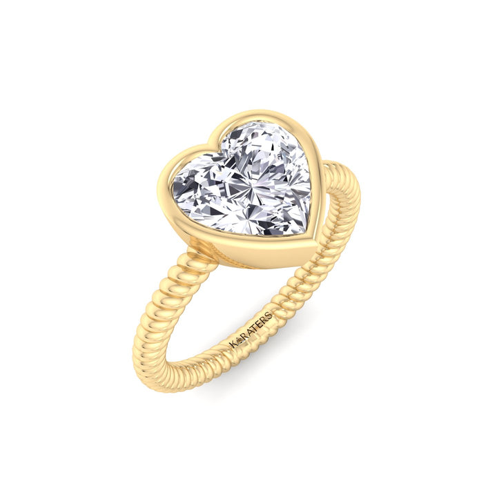 Heart Shape Twisted Rope Band Lab  Diamond Ring YG