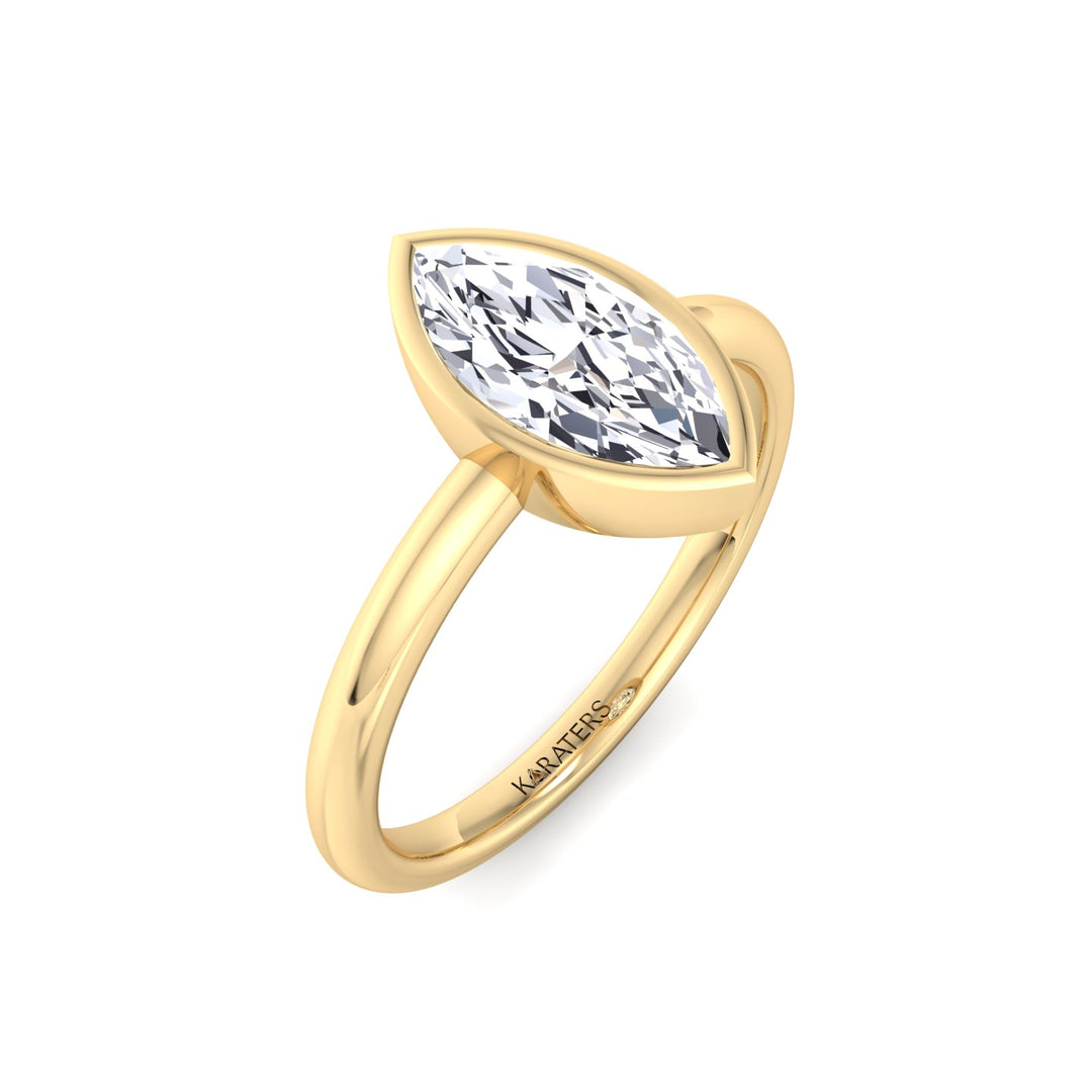 Bezel Set Marquise Shape Lab-Grown Diamond Engagement Ring