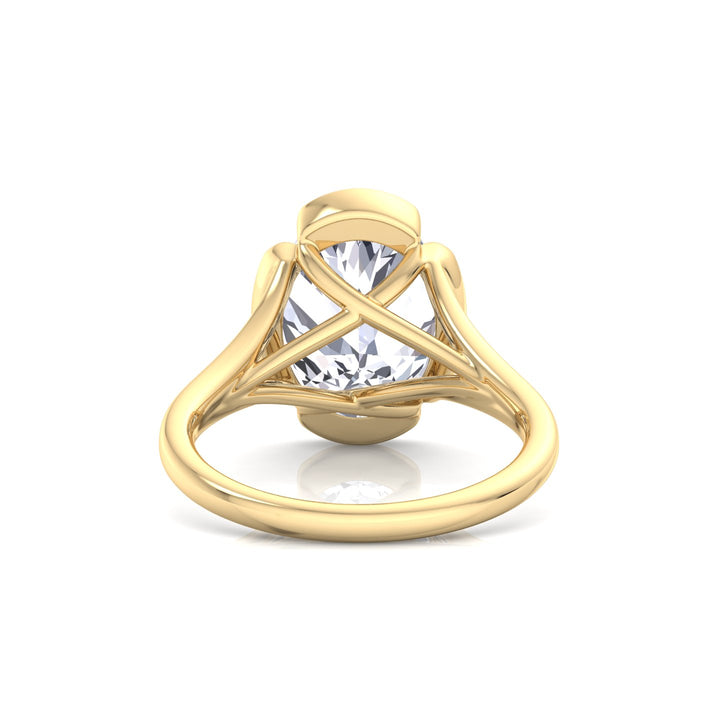 Oval Shape Lab-Grown Diamond Split Band Engagement Ring YG 5