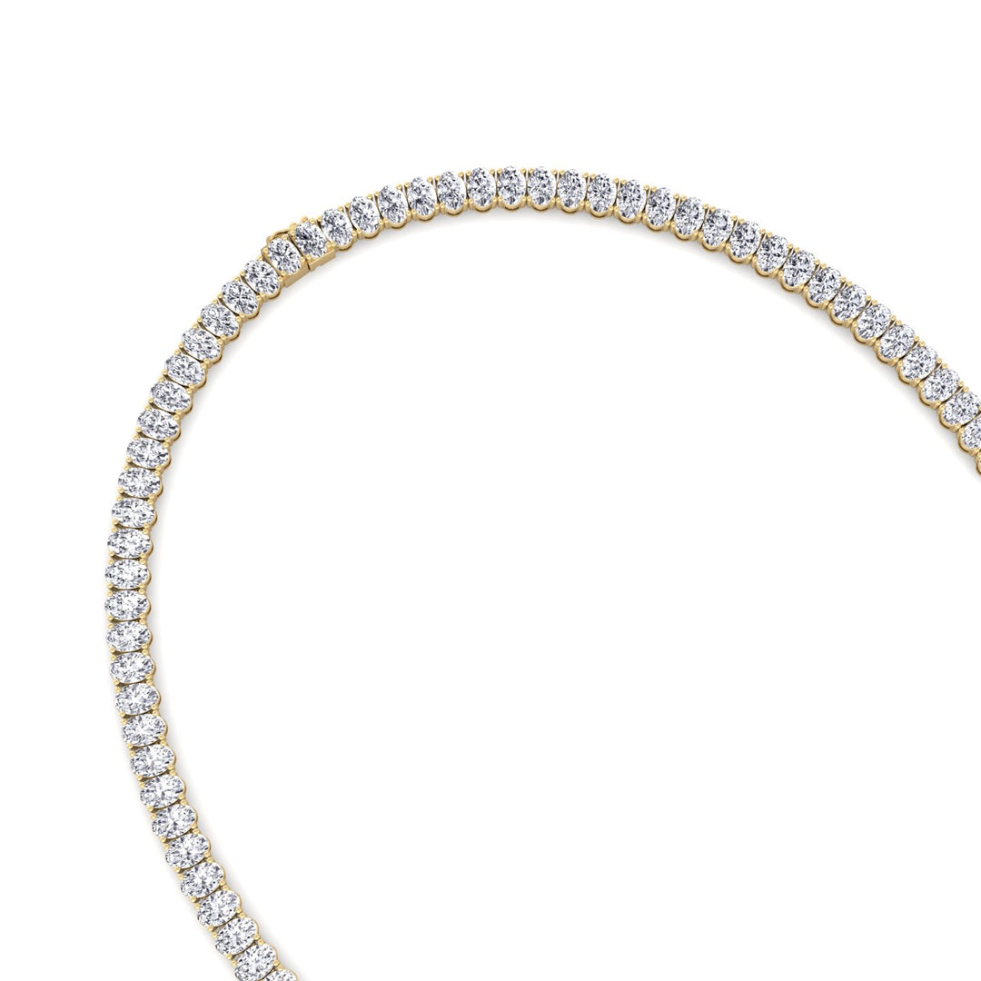 Oval Shape Lab Grown Diamond Tennis Necklace Yellow Gold 14K