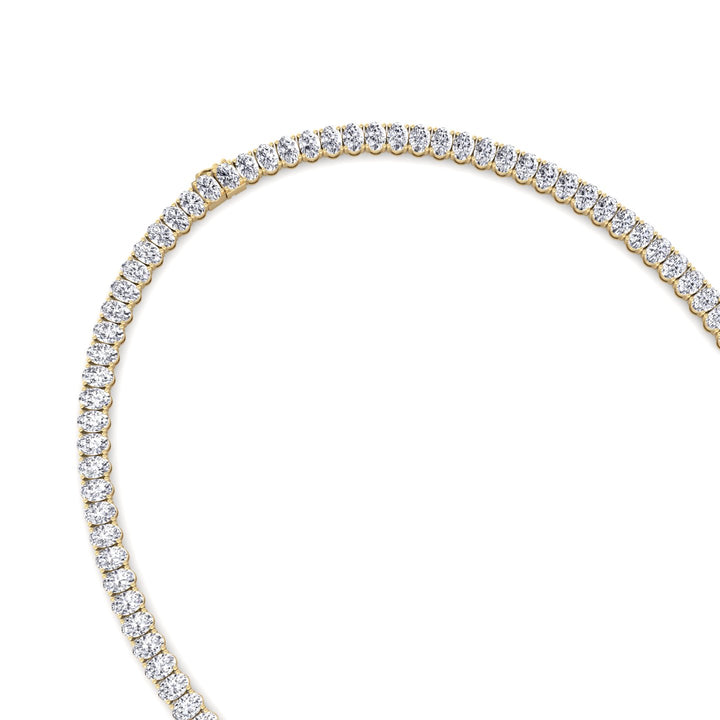 Oval Shape Lab Grown Diamond Tennis Necklace Yellow Gold 14K