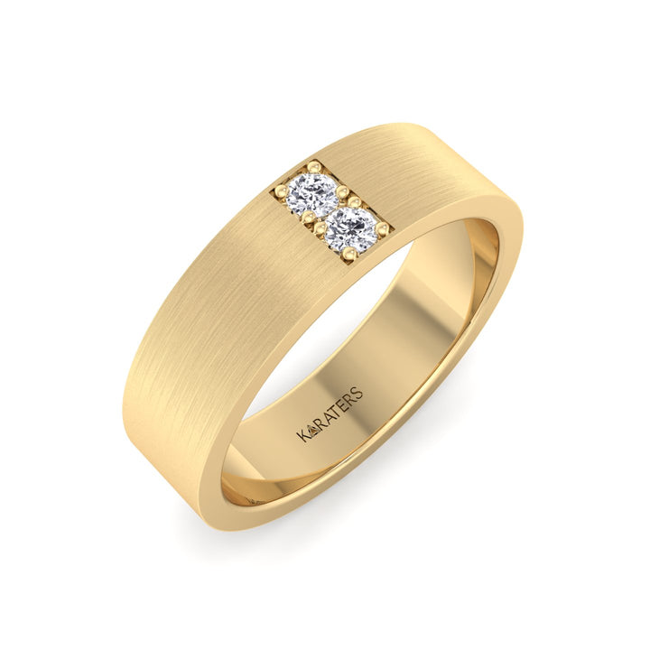 6mm Men's Lab-Grown Diamond Band Yellow Gold 18K
