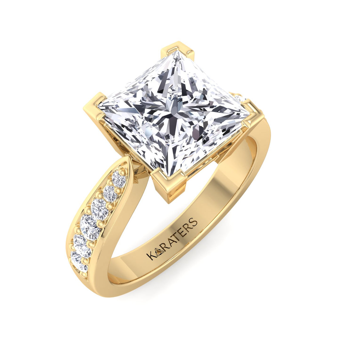 Princess Cut Lab-Grown Diamond Engagement Ring with SideStones Channel Setting