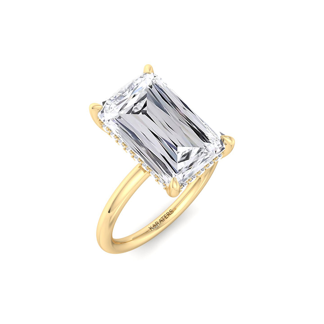 Ashoka Lab Grown Diamond Solitaire Engagement Ring (Criss Emerald Cut) Yellow Gold 18K