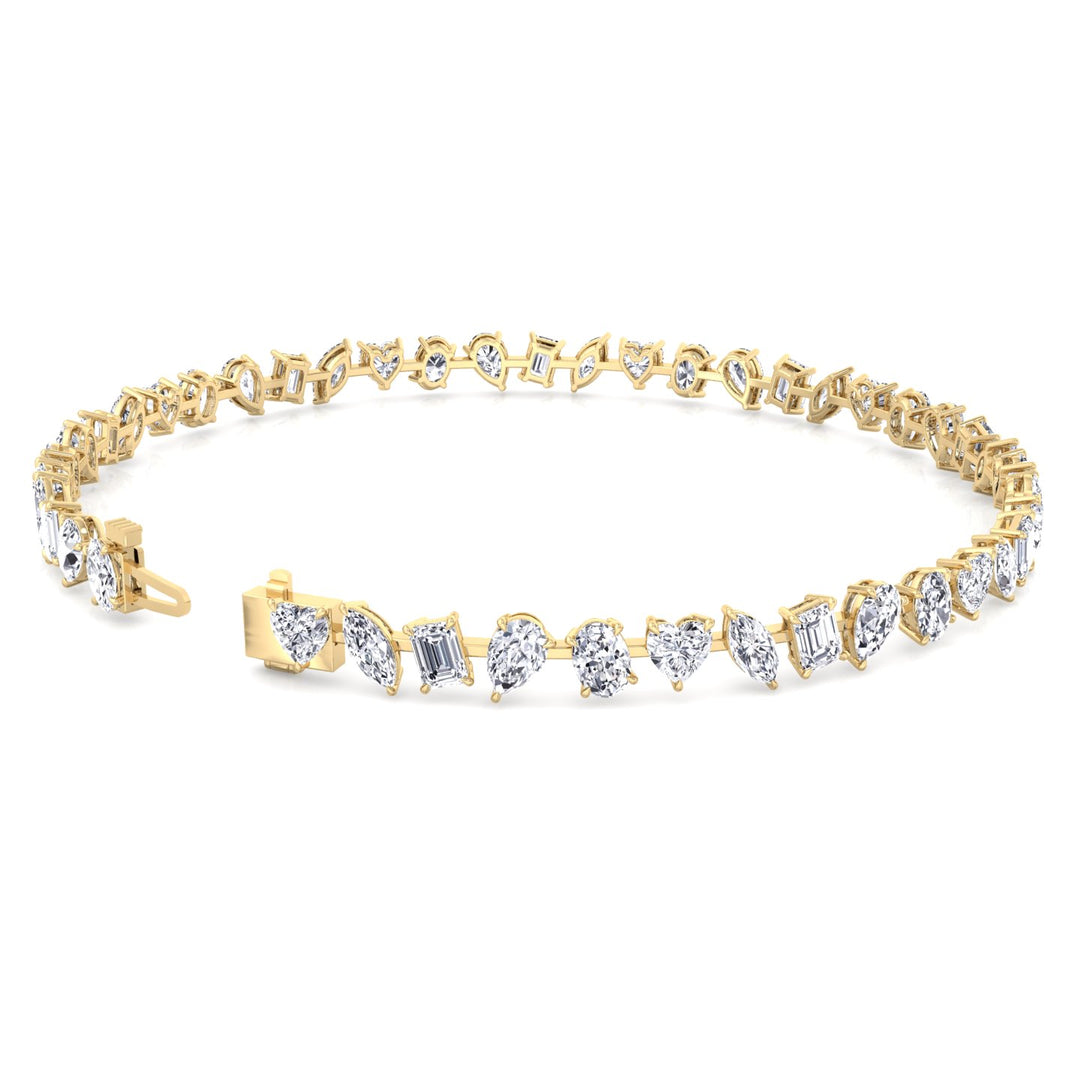 Multi Stone Lab Grown Diamond Tennis Bracelet Yellow Gold 14K