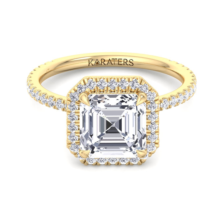 Asscher Cut Lab Grown Diamond Engagement Ring with a Halo