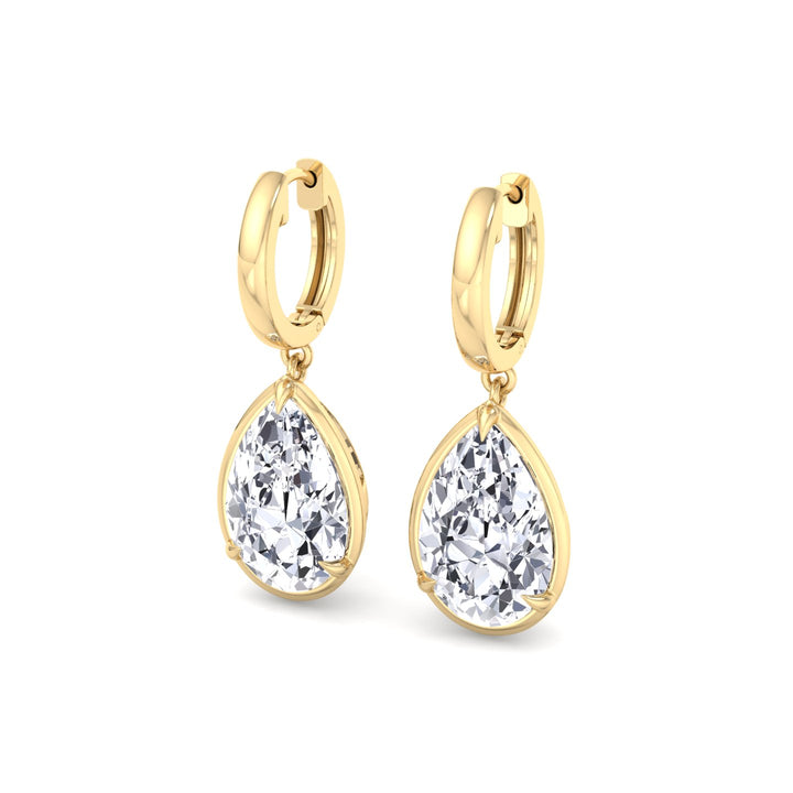 Pear Shape Lab Grown Diamond Drop Earrings YG 4