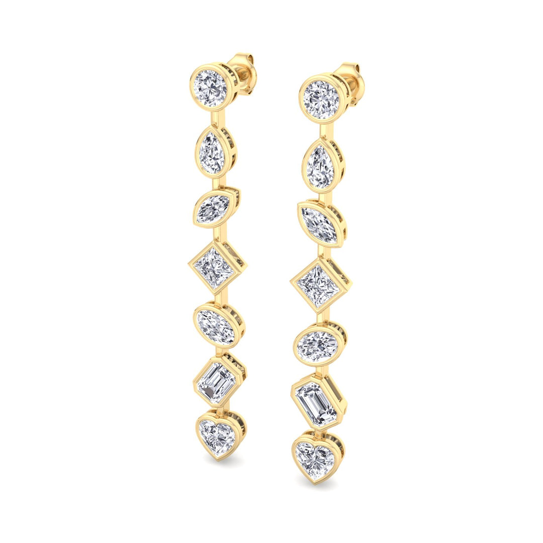 Multi Stone Bezel Tennis Earrings Lab Grown Diamond YG 2