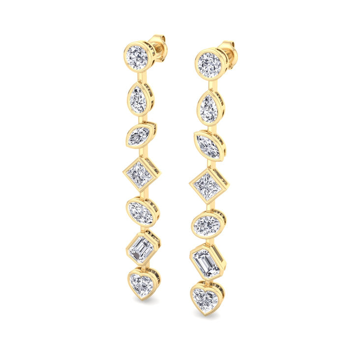 Multi Stone Bezel Tennis Earrings Lab Grown Diamond YG 2