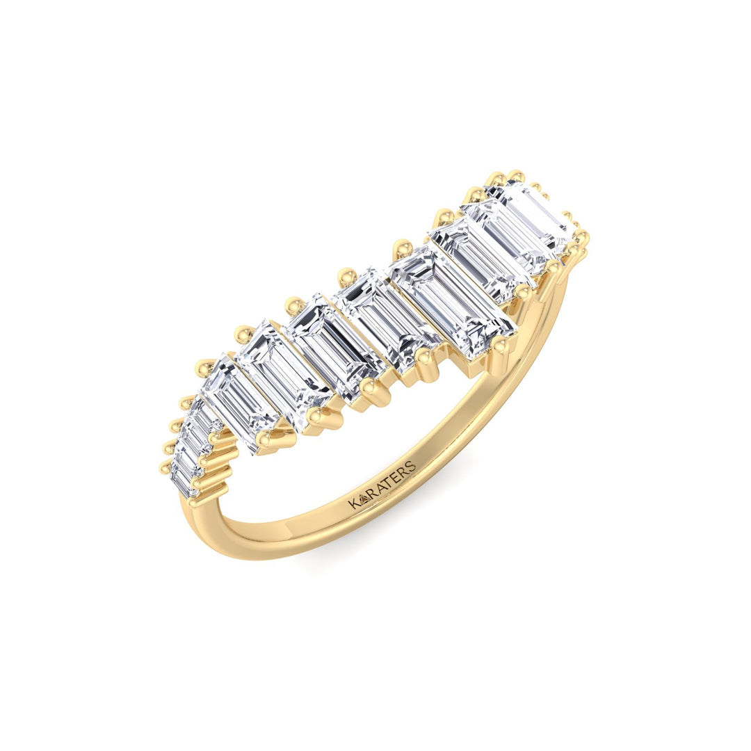 Baguette Lab Grown Diamond Wedding Band Yellow Gold 14K