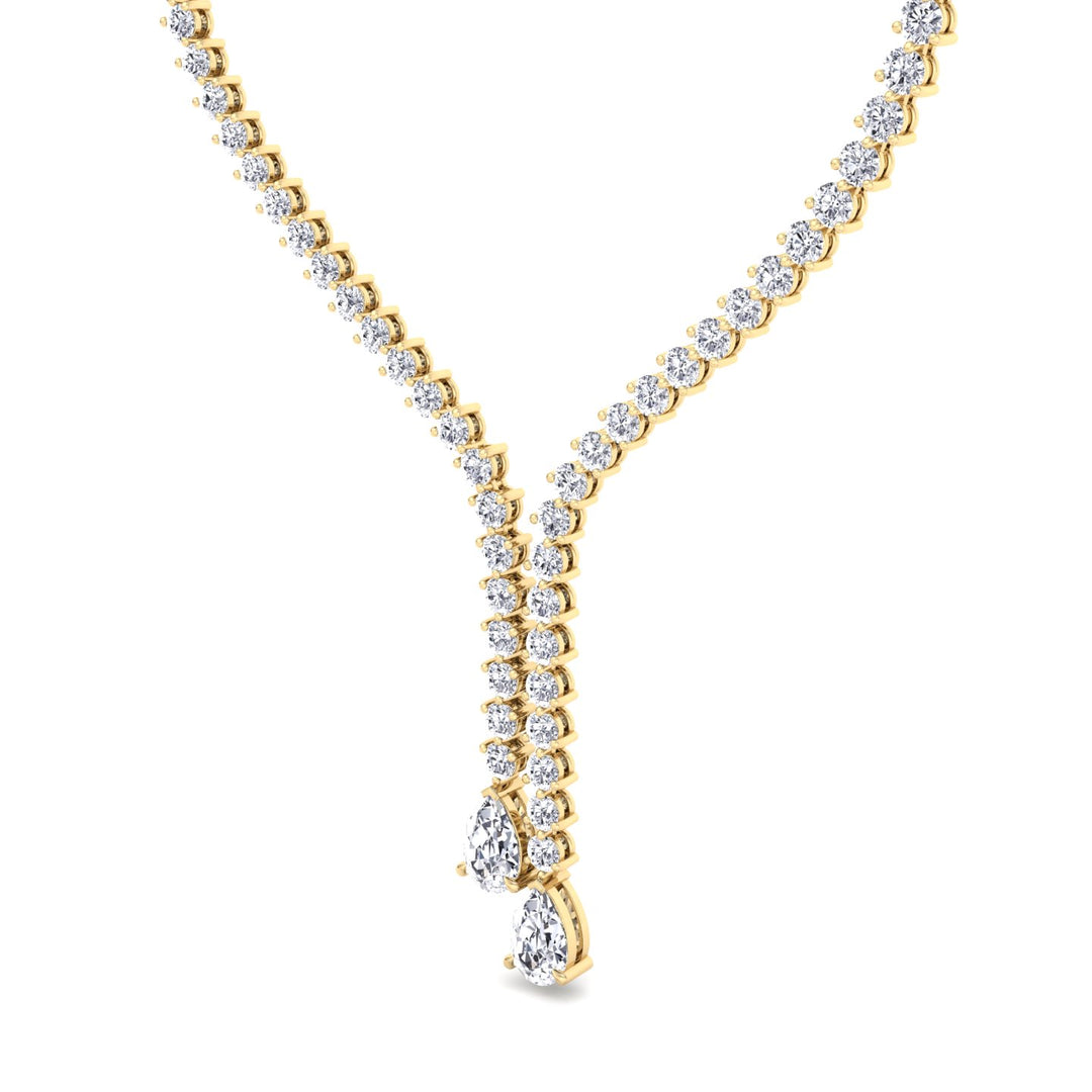18CT T.W. Pear Shape Lab Grown Diamond Lariat Tennis Necklace Yellow Gold 14K
