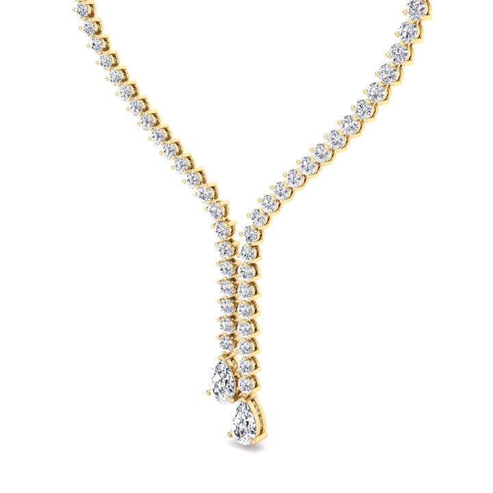 18CT T.W. Pear Shape Lab Grown Diamond Lariat Tennis Necklace Yellow Gold 14K