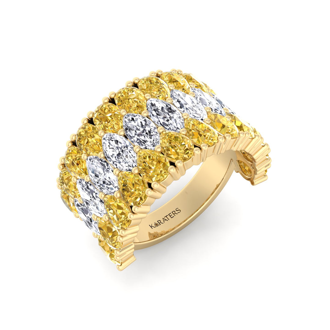 Pear Shape Fancy Yellow and Marquise Lab-Grown Diamond Cocktail Ring  YG  3