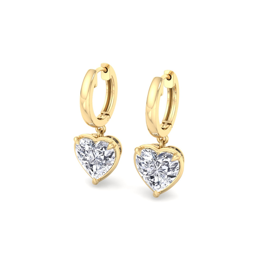 Heart Shape Lab Grown Diamond Dangle Earrings YG 4